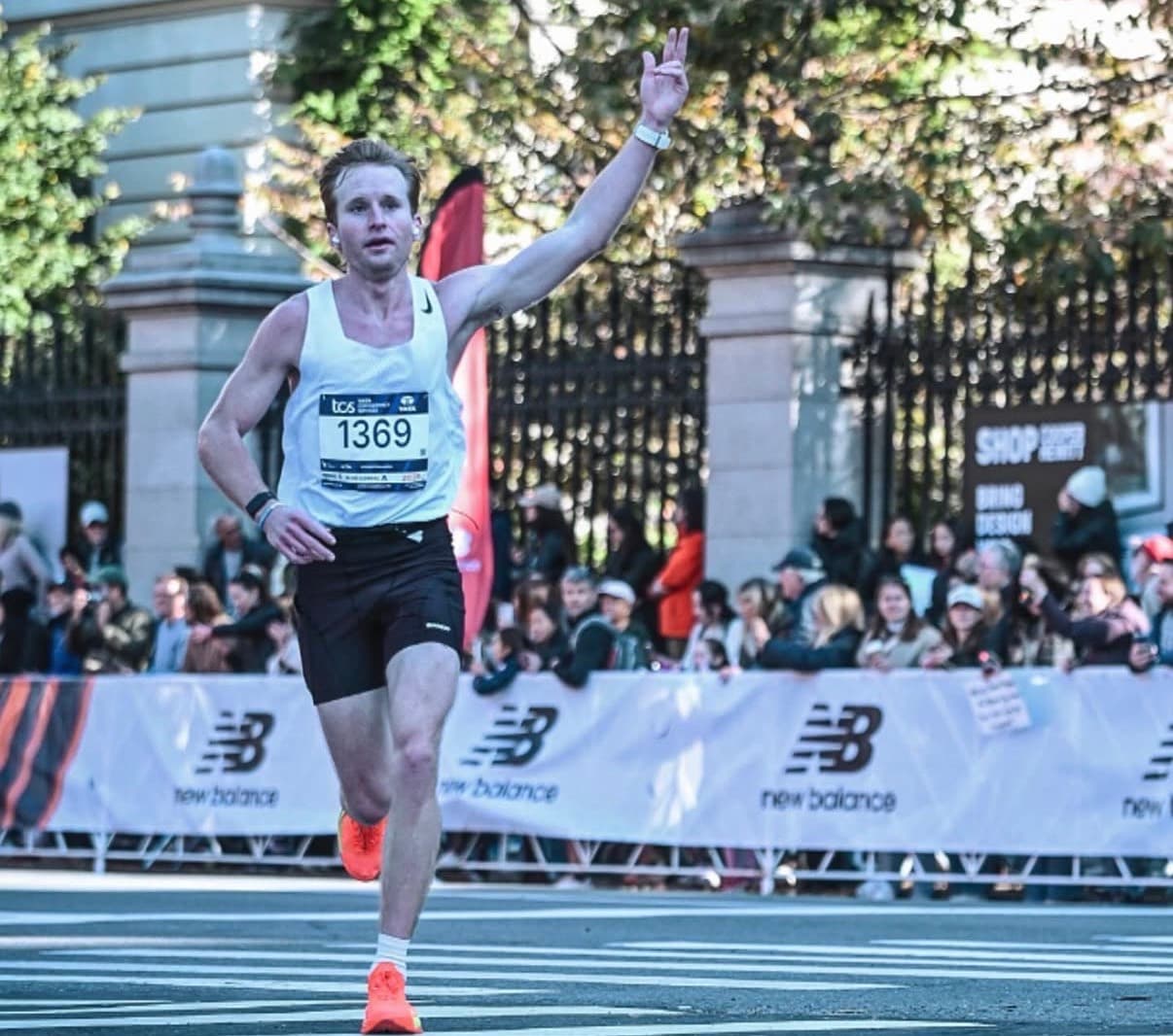 Tyler Wilks finishing a race